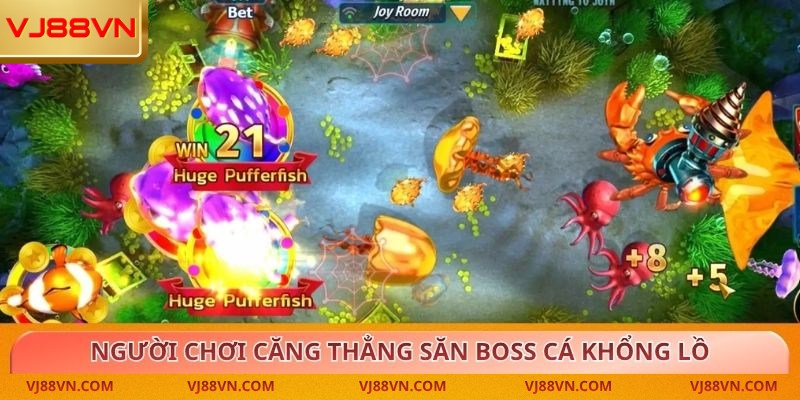Người chơi căng thẳng săn boss cá khổng lồ trong sảnh đại dương